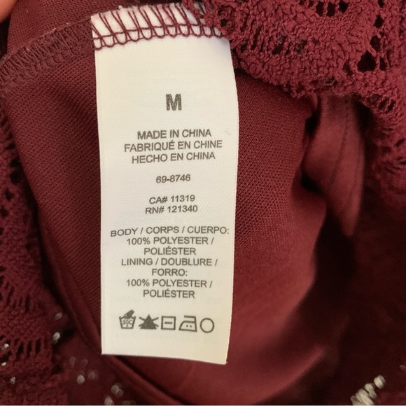 DYNAMITE Burgundy Lace High-Low Strapless Bustier Dress Women’s Size Medium - Picture 5 of 6